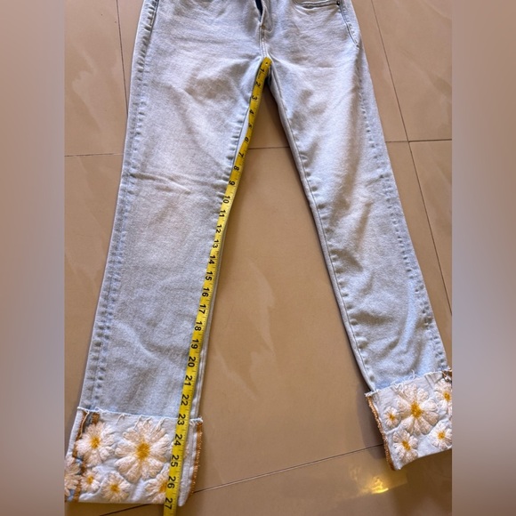 DRIFTWOOD colette feathery leaf jeans in light wash embroidered W0 / L 27 zipp - Picture 10 of 13